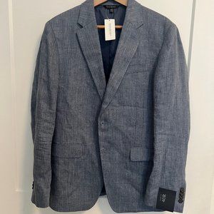 NWT BR Blue Linen Blazer, Herringbone - 40R Mens